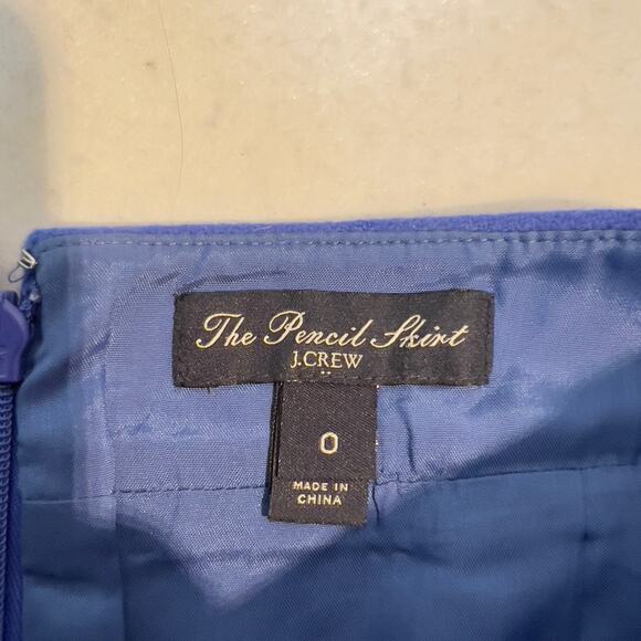 J Crew Factory The Pencil Skirt 0 Above Knee Wool Blend Slit Royal Blue Lined - Picture 2 of 13